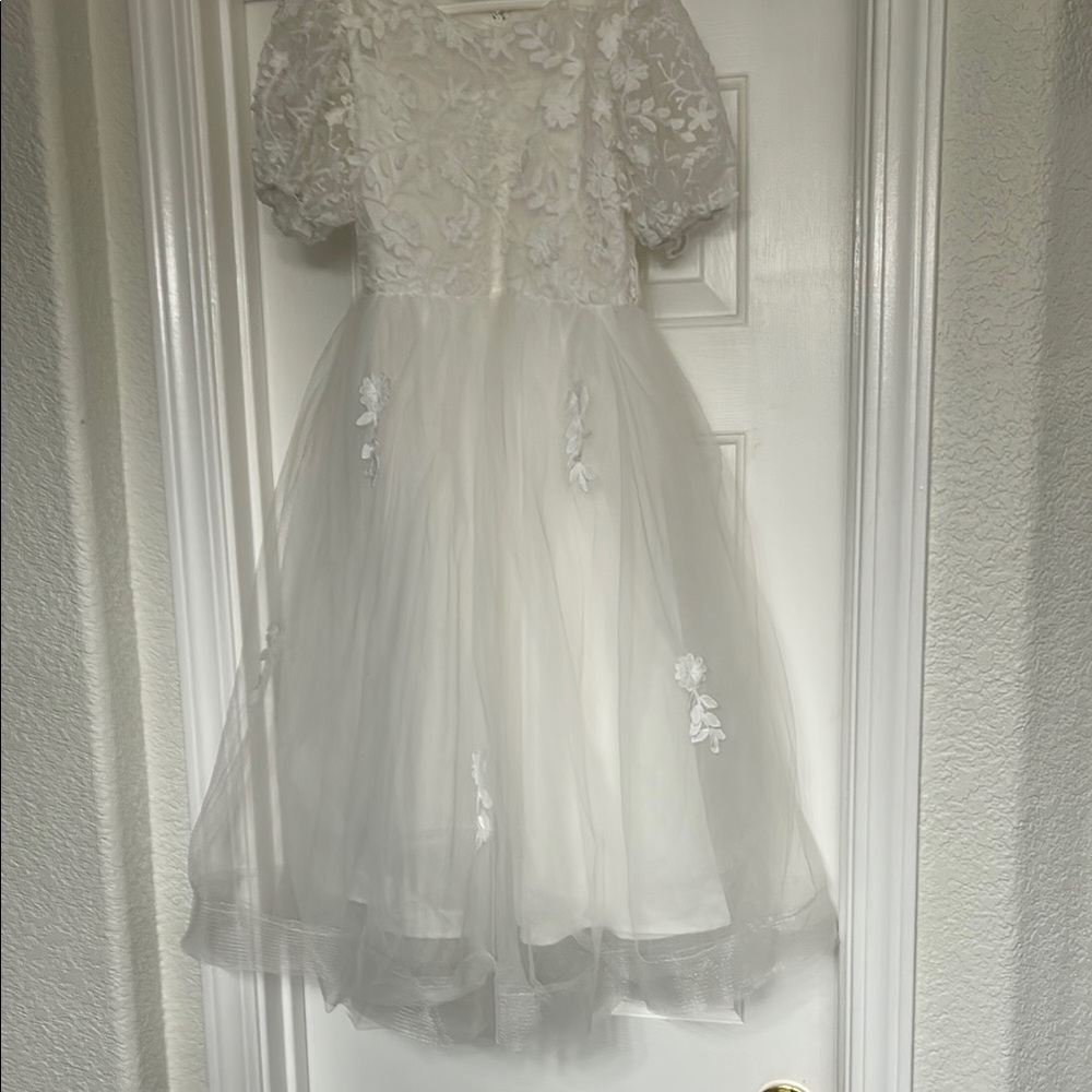 Amazon White Puff Sleeve Square Neck Bridal Gown